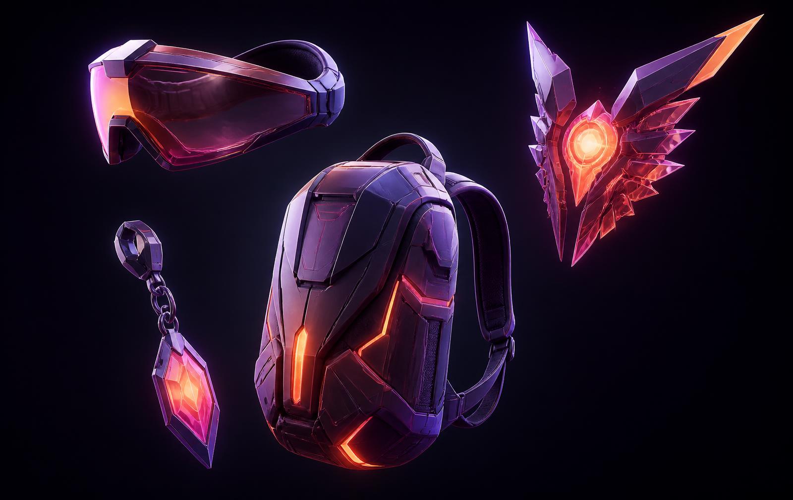 Virtual visor, backpack, charm, and shoulder accessory